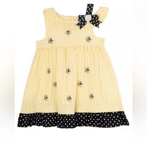 Rare Editions Bumble Bee Seersucker Dress vintage look 12 mo